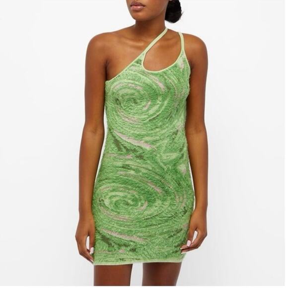 House Of Sunny Hot Springs Hockey Mini Knitted Dress in Grass Green Size 6 - Picture 11 of 14